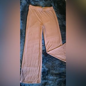 Brown Ribbed Wide Leg Pants